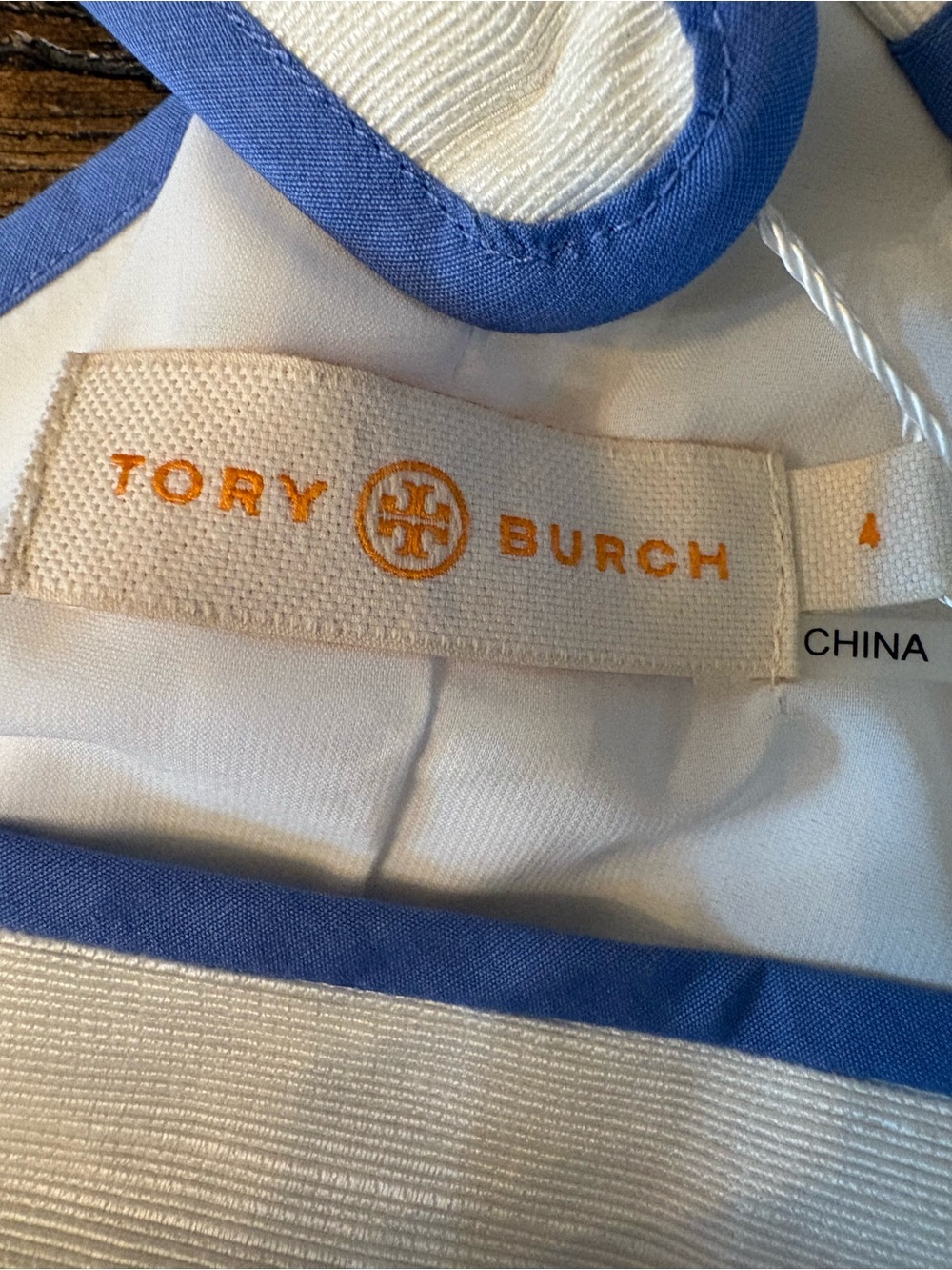 Tory Burch Emilia Dress Women Size 4 White Blue NWT Floral Botanical A-Line Mini - Picture 8 of 11